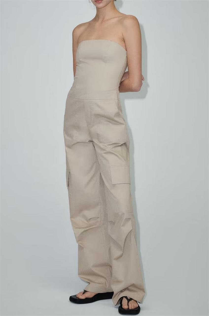 Ivyshape | Strapless Cargo Jumpsuit