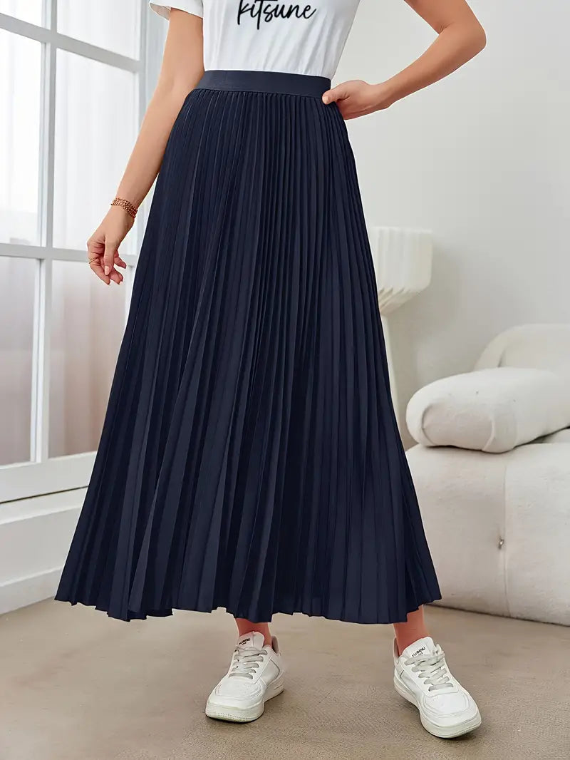 Ivyshape | Women's Stylish Pleated Skirt Long