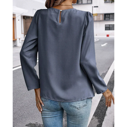 Ivyshape | Pleated Blouse with Puff Sleeves for Women