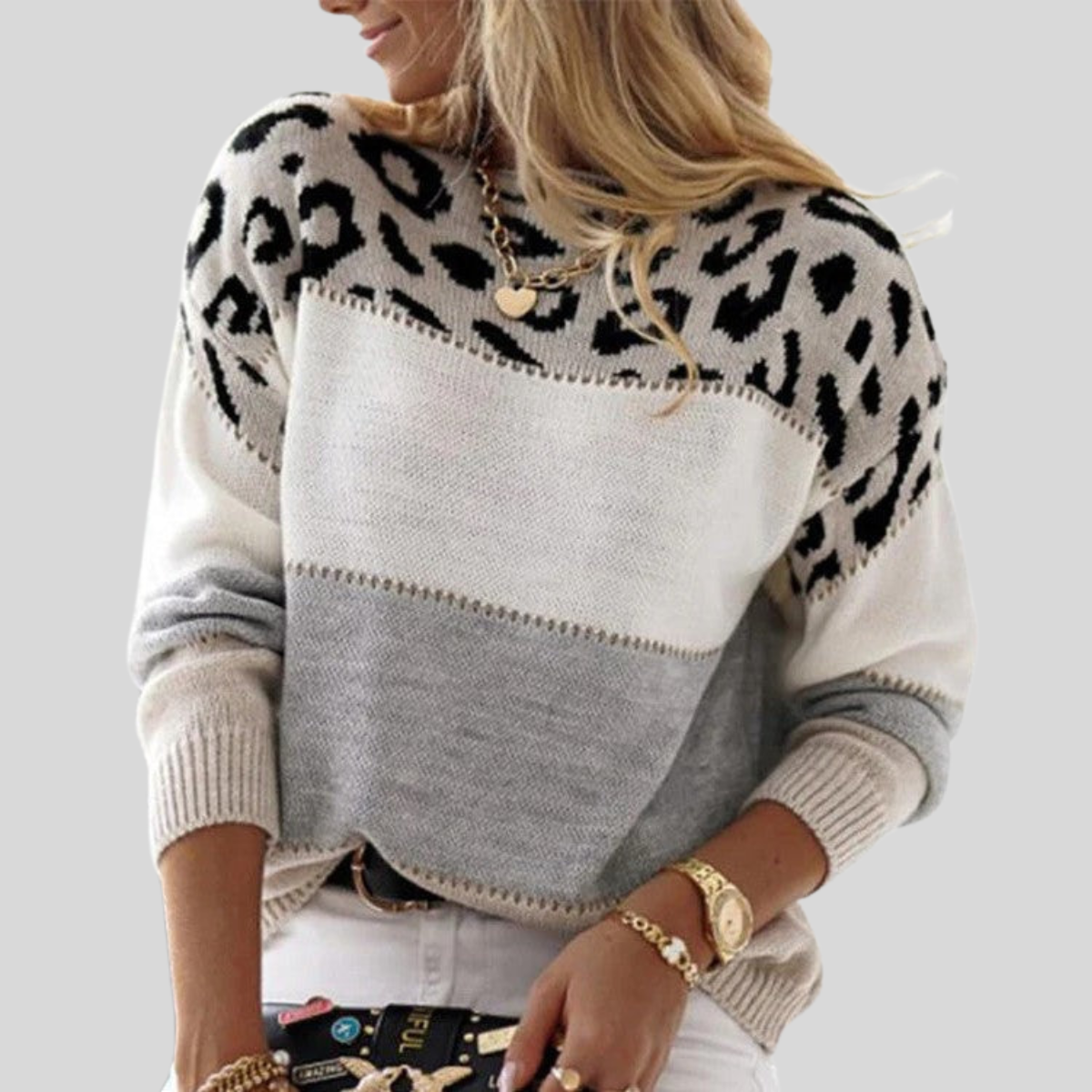 Ivyshape | Stylish Leopard Print Sweater