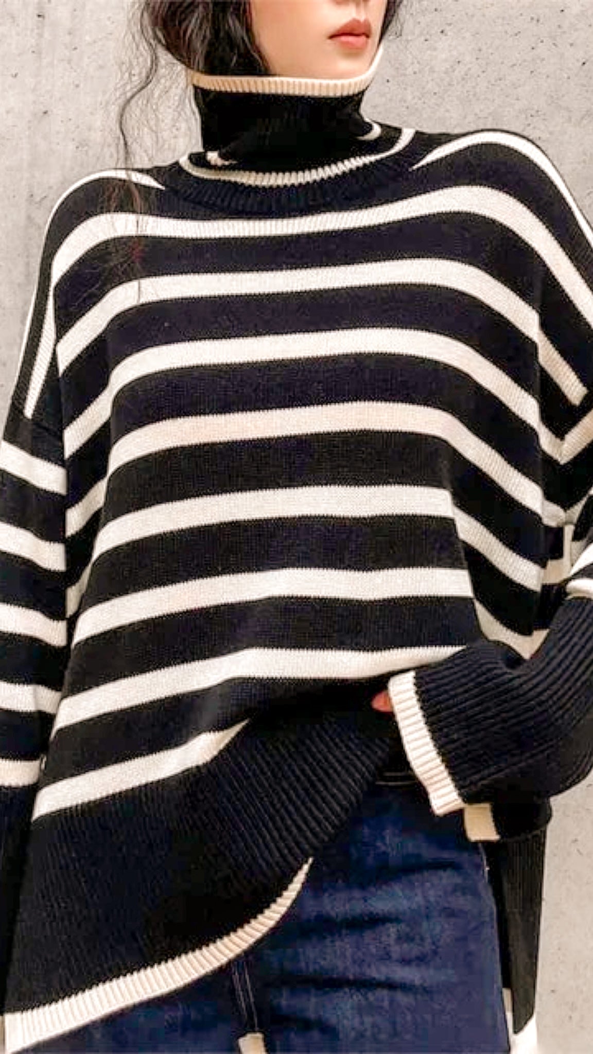 Striped Turtleneck Sweater