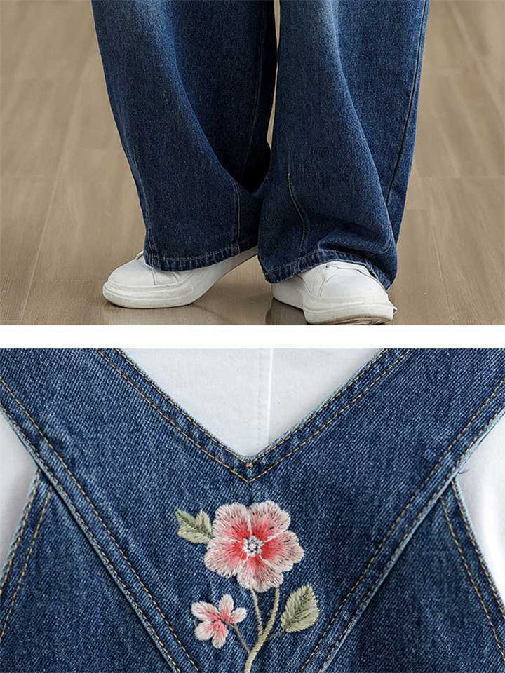 Beautiful Chinese Style Peony Embroideried Female V Neck Jumpsuit