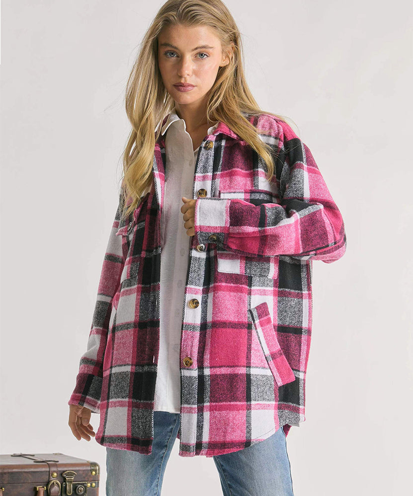 Ivyshape | Plaid Charm Oversized Shirt Jacket