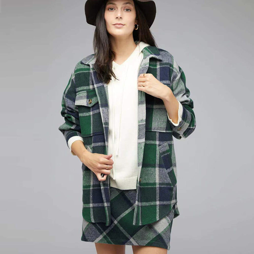 Ivyshape | Plaid Charm Oversized Shirt Jacket