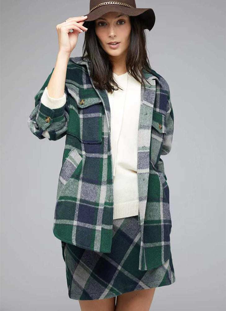 Ivyshape | Plaid Charm Oversized Shirt Jacket