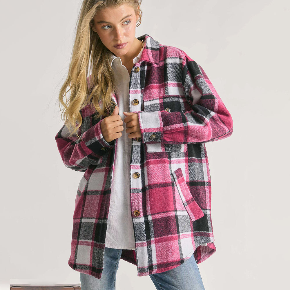 Ivyshape | Plaid Charm Oversized Shirt Jacket