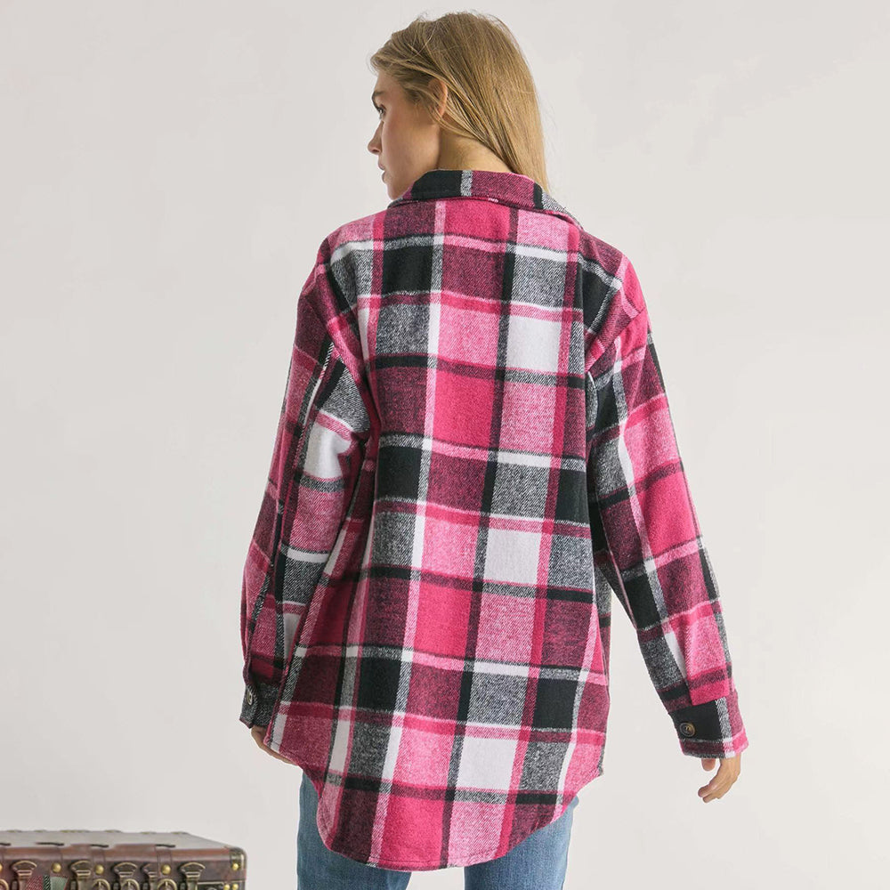 Ivyshape | Plaid Charm Oversized Shirt Jacket