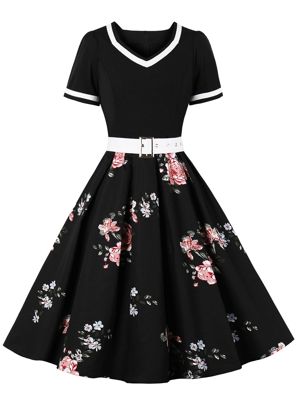 Floral Patchwork Swing Dress