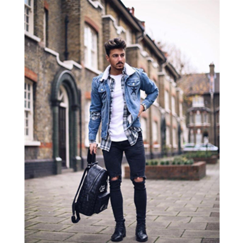 Men's Biker Jacket made of Leather Ivyshape