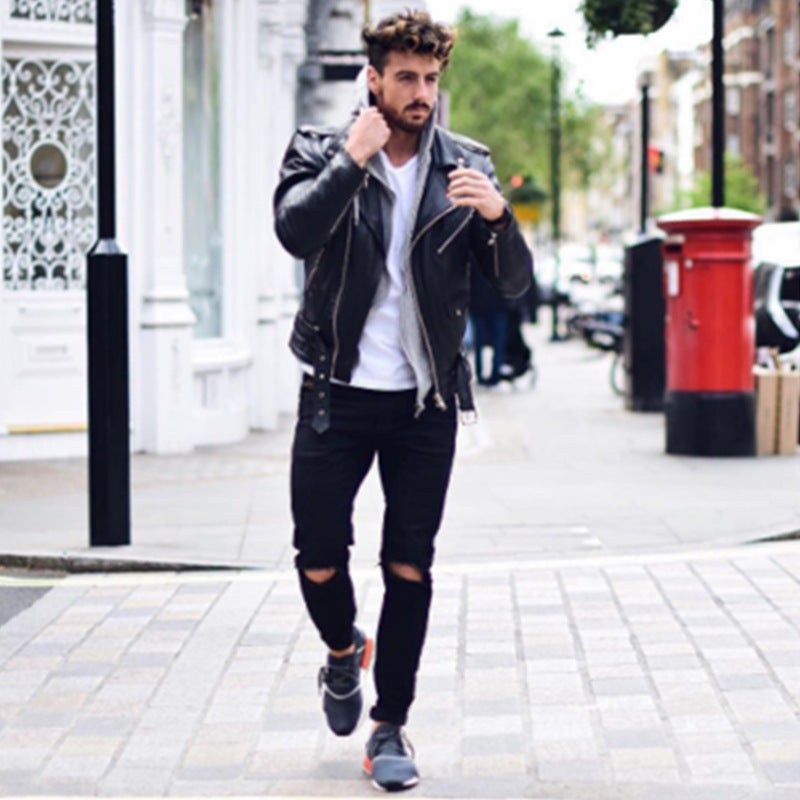 Men's Biker Jacket made of Leather Ivyshape