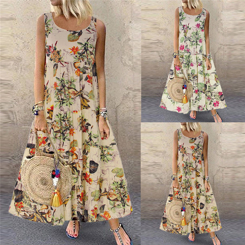 IvyShape | Breezy Printed Sleeveless Floral Summer Dress