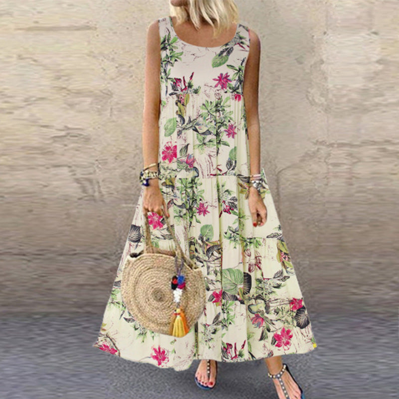 IvyShape | Breezy Printed Sleeveless Floral Summer Dress