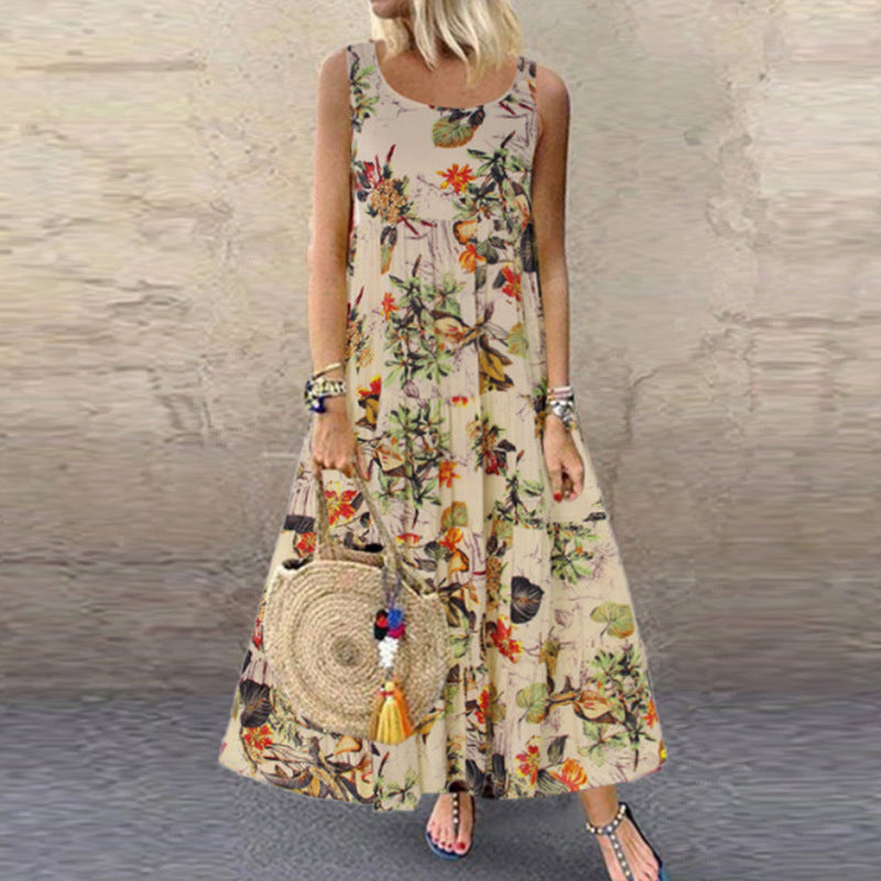 IvyShape | Breezy Printed Sleeveless Floral Summer Dress