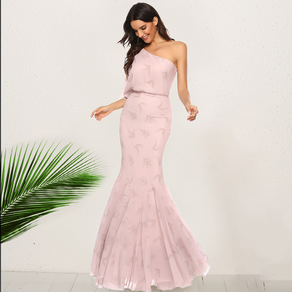 Women One-Shoulder Mermaid Evening Dress Ivyshape