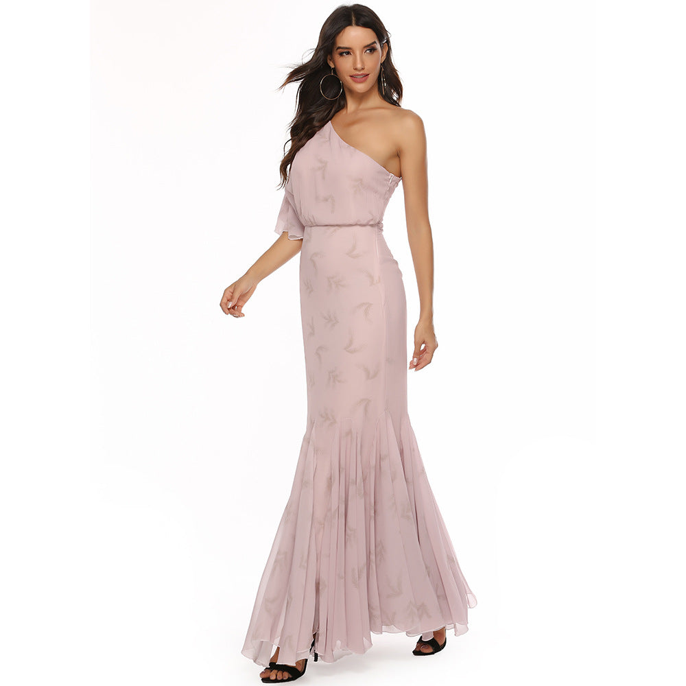Women One-Shoulder Mermaid Evening Dress Ivyshape
