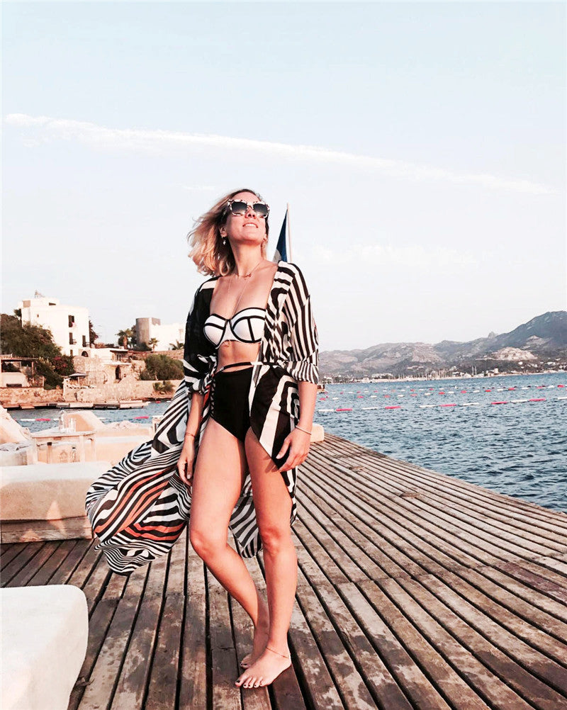 Women's beach kaftan with luxurious geometric patterns Ivyshape