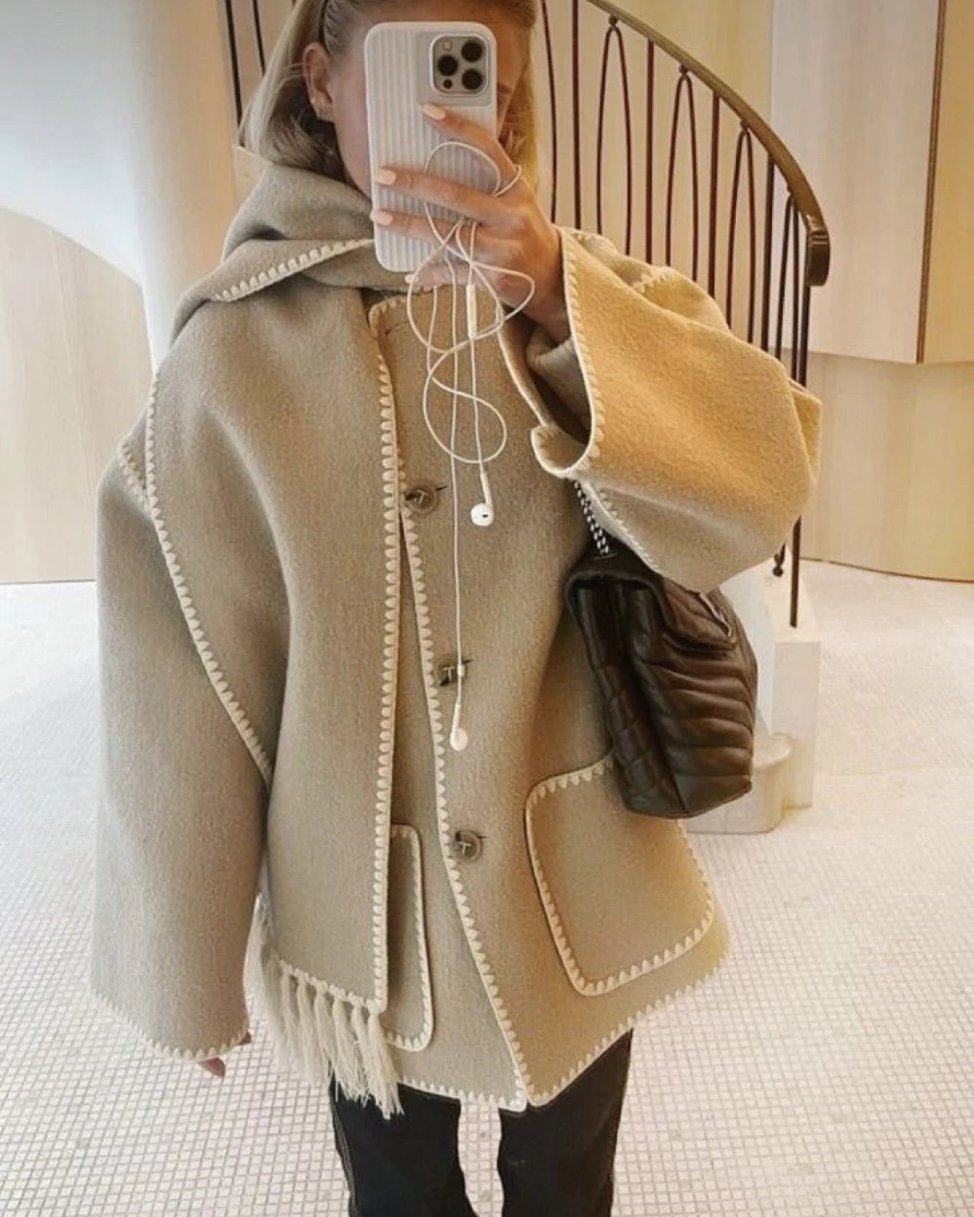 Ivyshape | Winter Scarf Coat