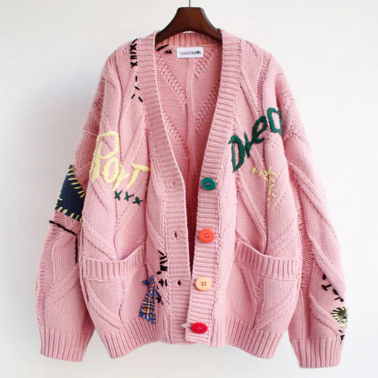 Ivyshape | Stylish Embroidered Knitted Cardigan Sweater