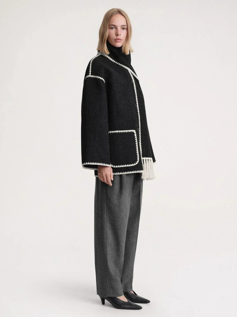 Ivyshape | Wool Blend Oversized Wrap Coat