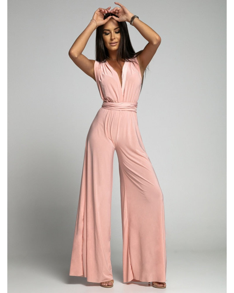 Ivyshape | Women's Sleeveless Jumpsuit with V-Neck