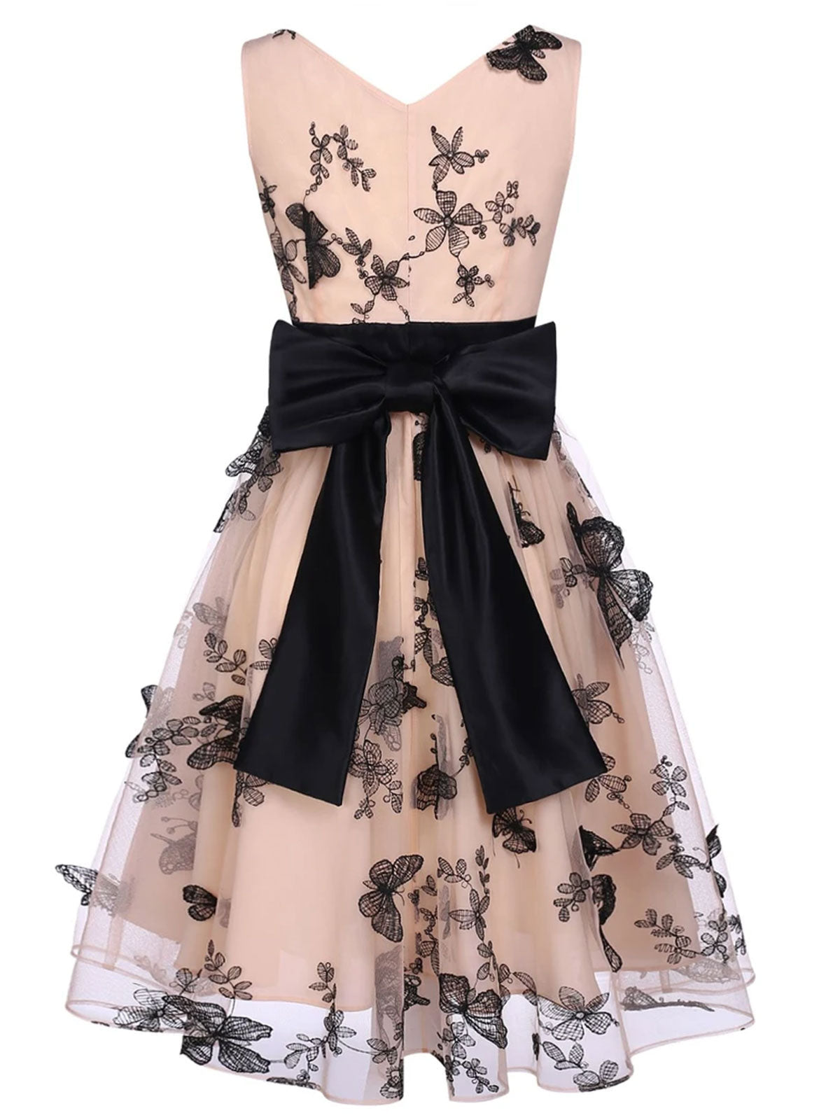 Nude Lace Butterfly Swing Vintage Dress