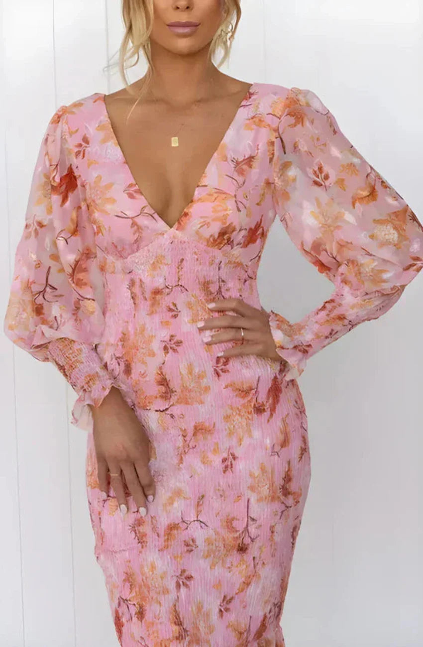 Ivyshape | Floral Print Midi Dress