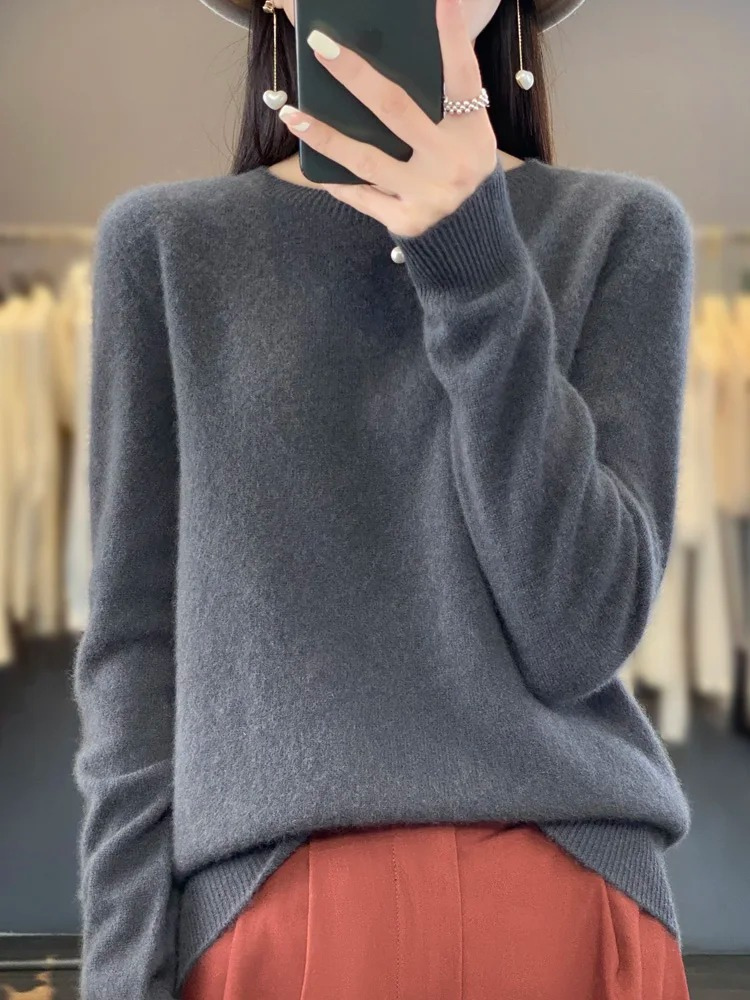 Ivyshape |Sweater Women Round Neck Soft and Elegant Sweater