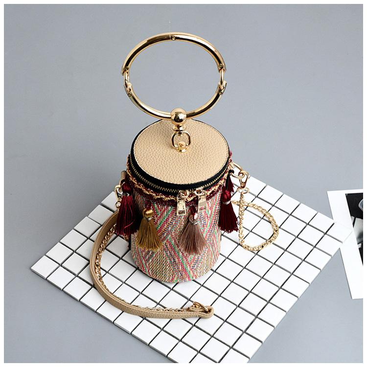 Barrel Chain Crossbody Woven Bag