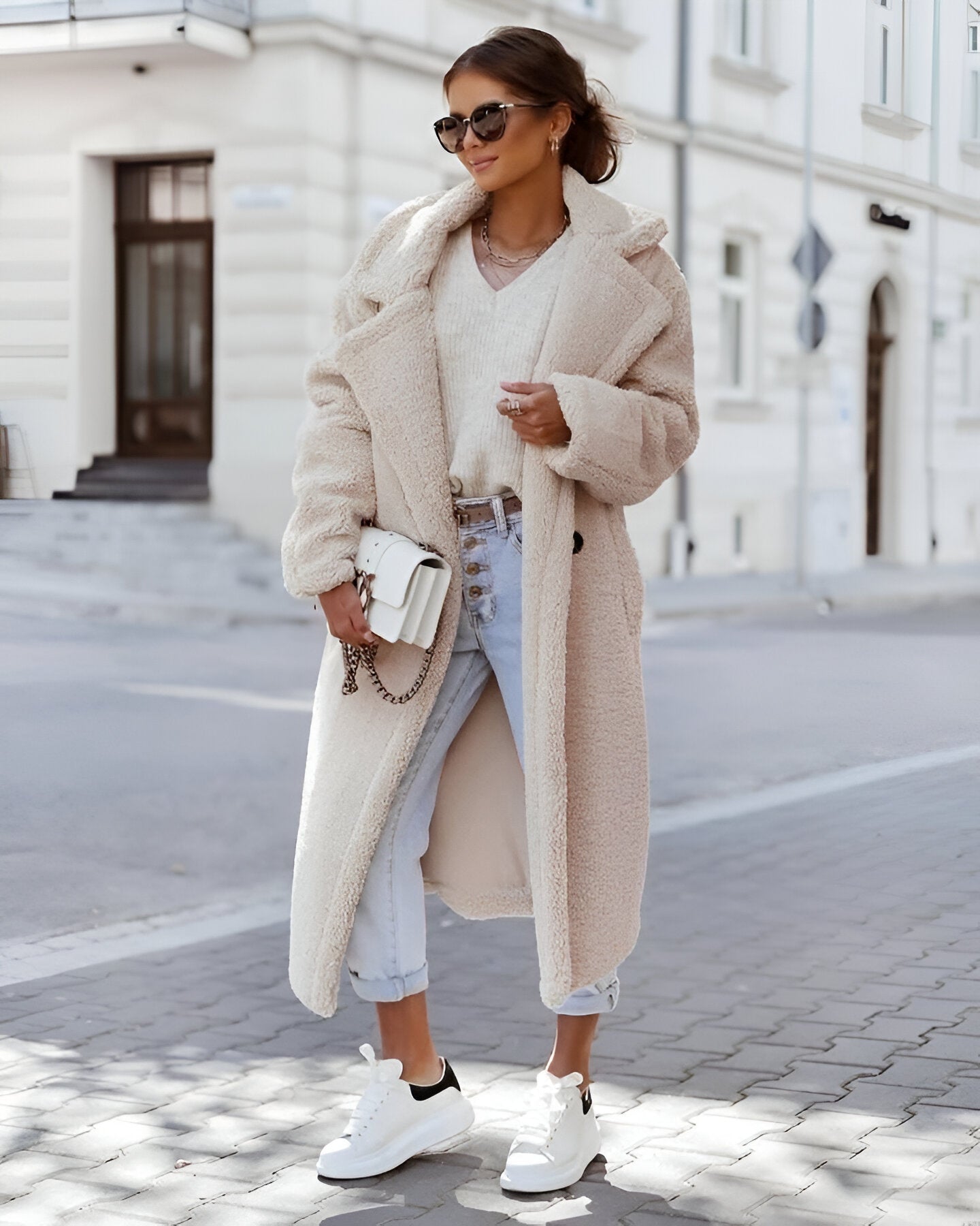 Ivyshape | Elegant Long Teddy Coat