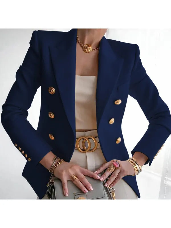 Ivyshape | Women's Blazer Button Placket Elegant