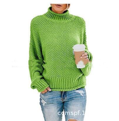 Women's chunky knit sweater with high turtleneck and casual cut Ivyshape