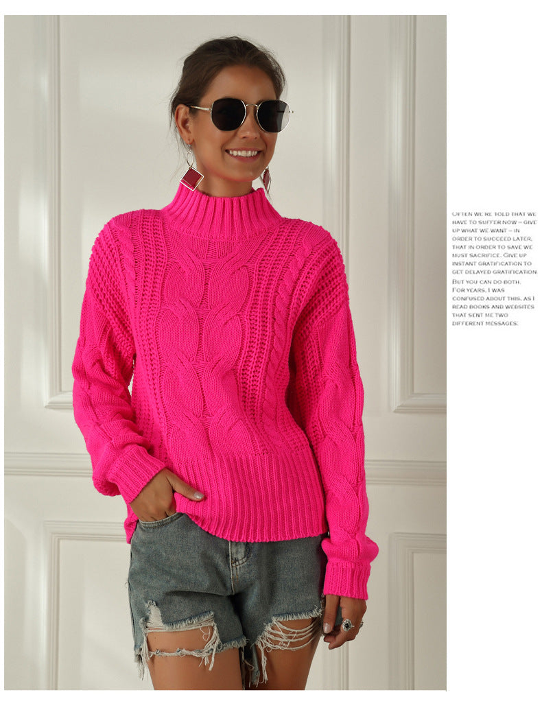 IvyShape | Fluorescent Long Sleeve Twisted Knit Sweater