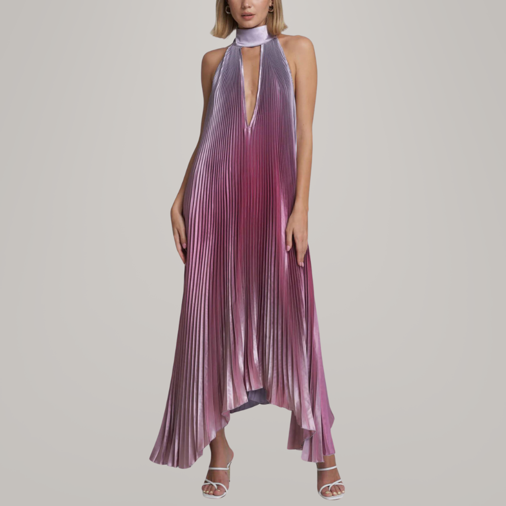 Ivyshape | Pleated Halter Neck Dress