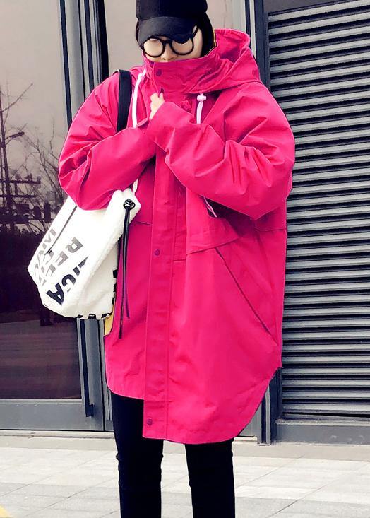 Ivyshape | Women's Oversized Hooded Jacket Pink