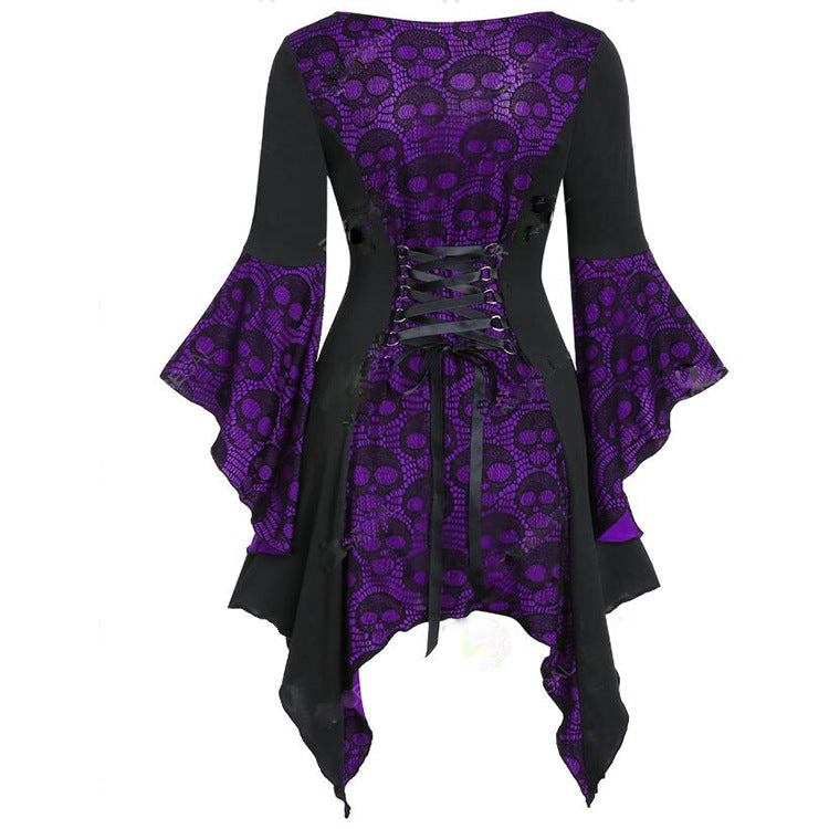 Skull Gothic Square Neck Dress