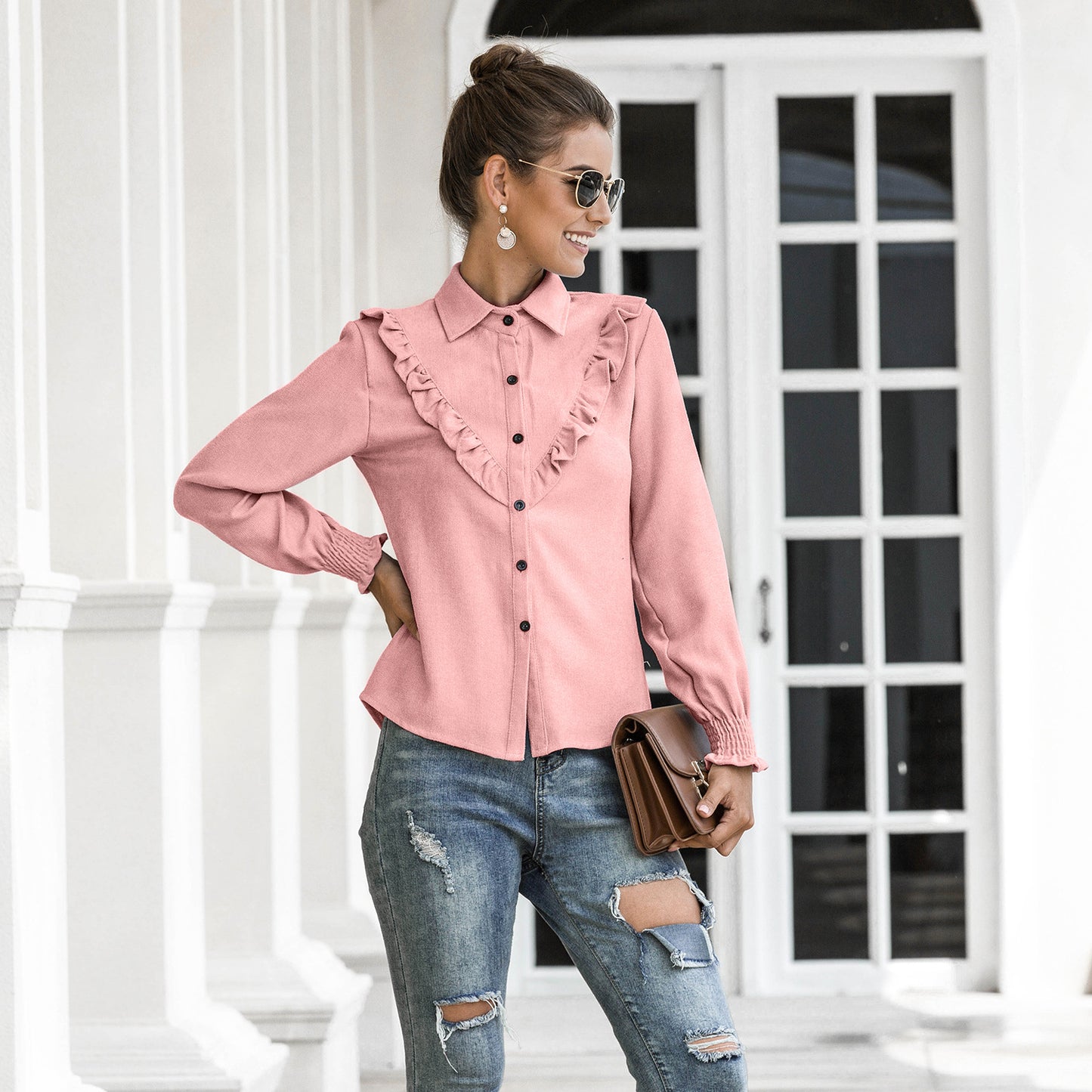 Women’s blouse with ruffle details Ivyshape
