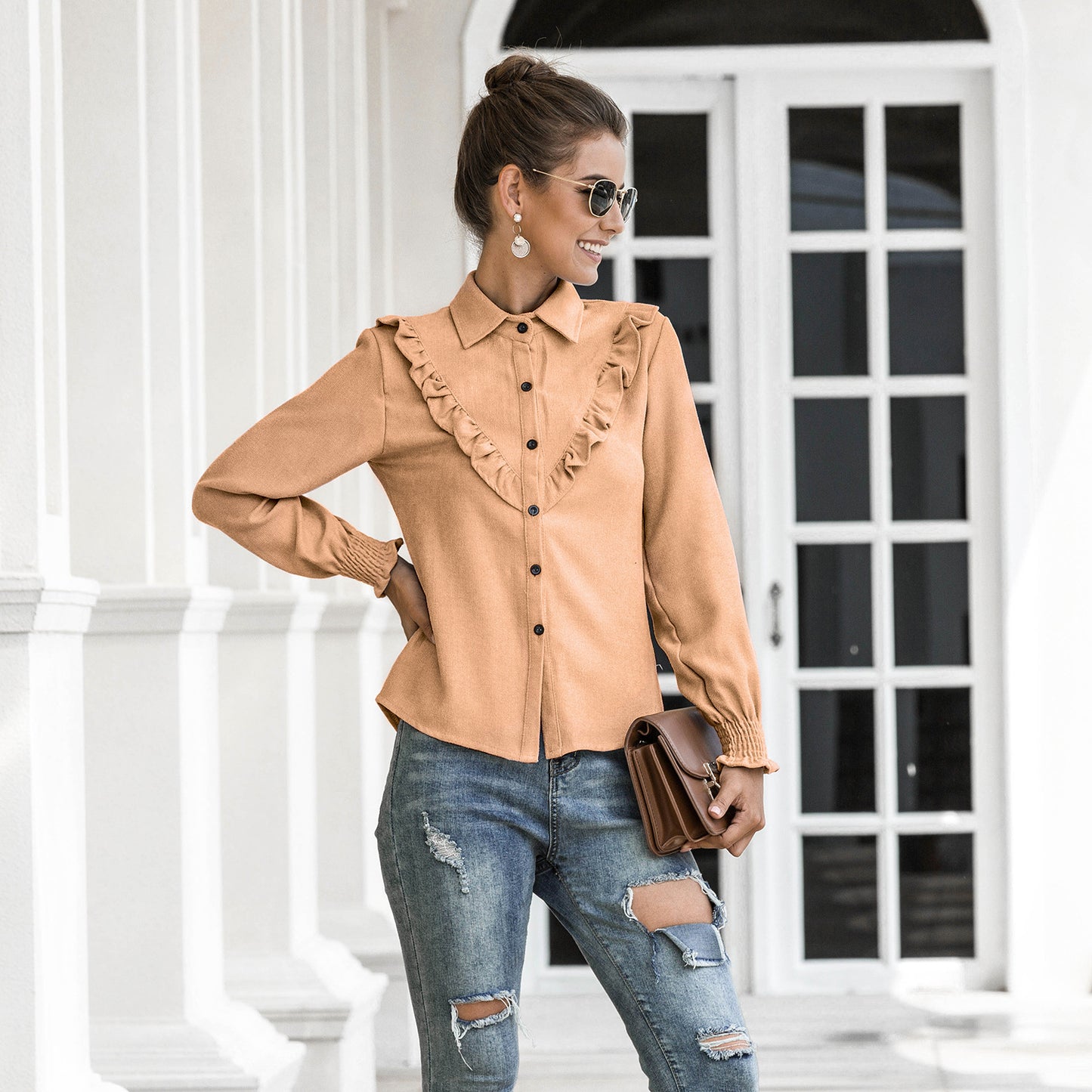 Women’s blouse with ruffle details Ivyshape