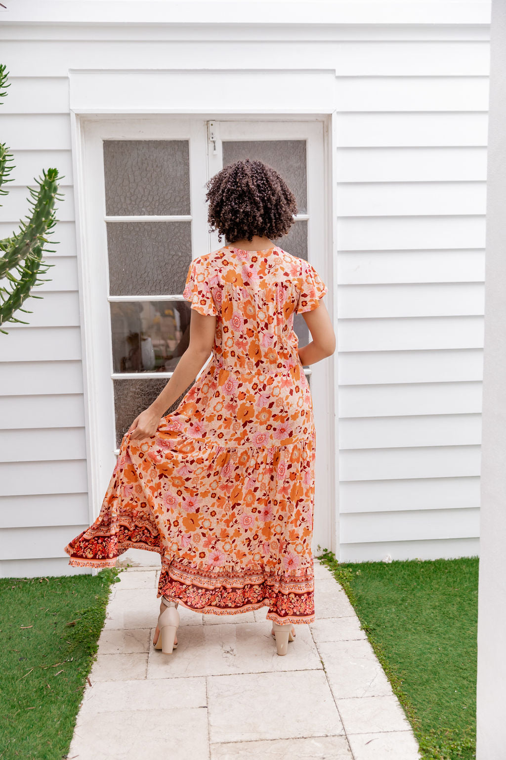 Cora Maxi Dress - Orange Hibiscus