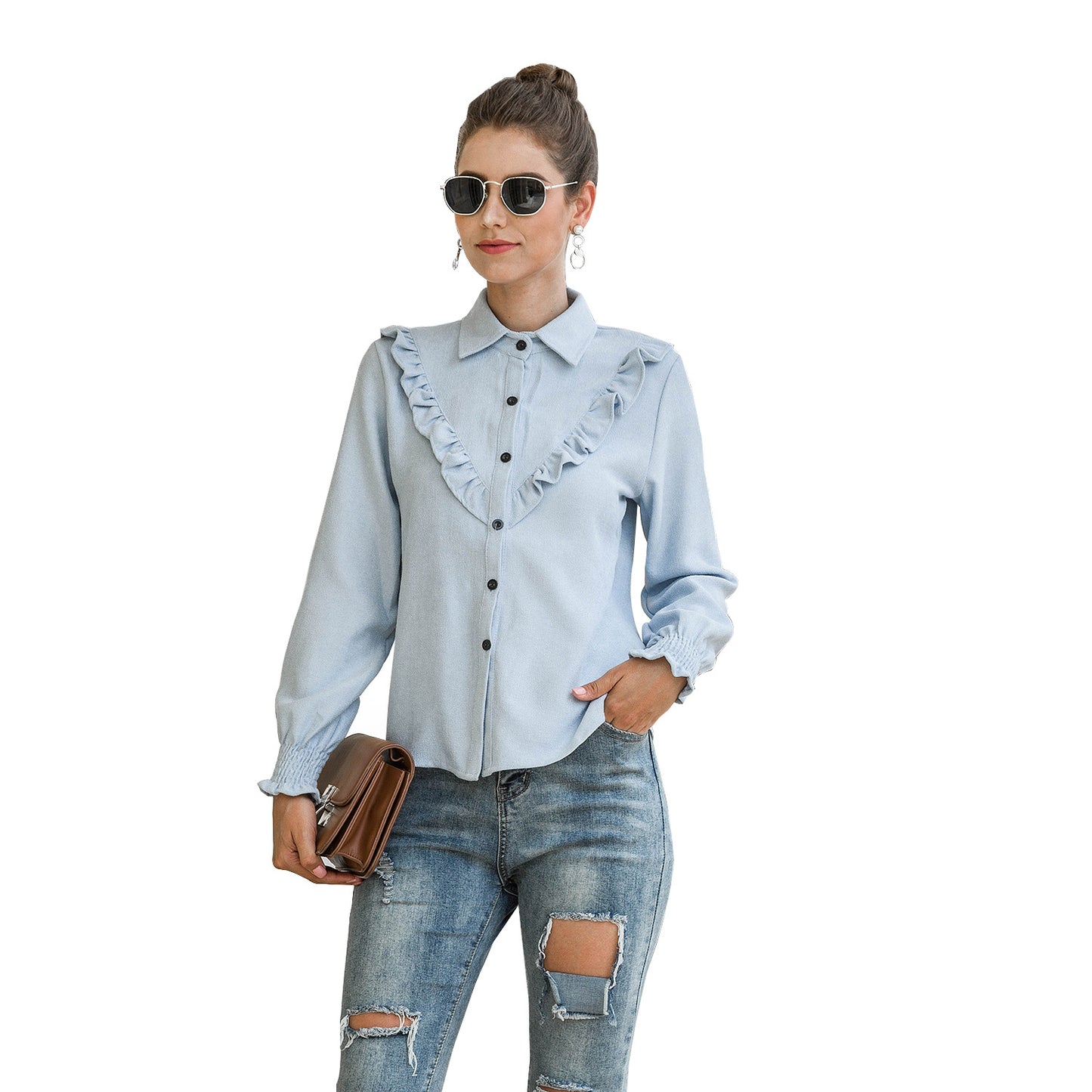 Women’s blouse with ruffle details Ivyshape