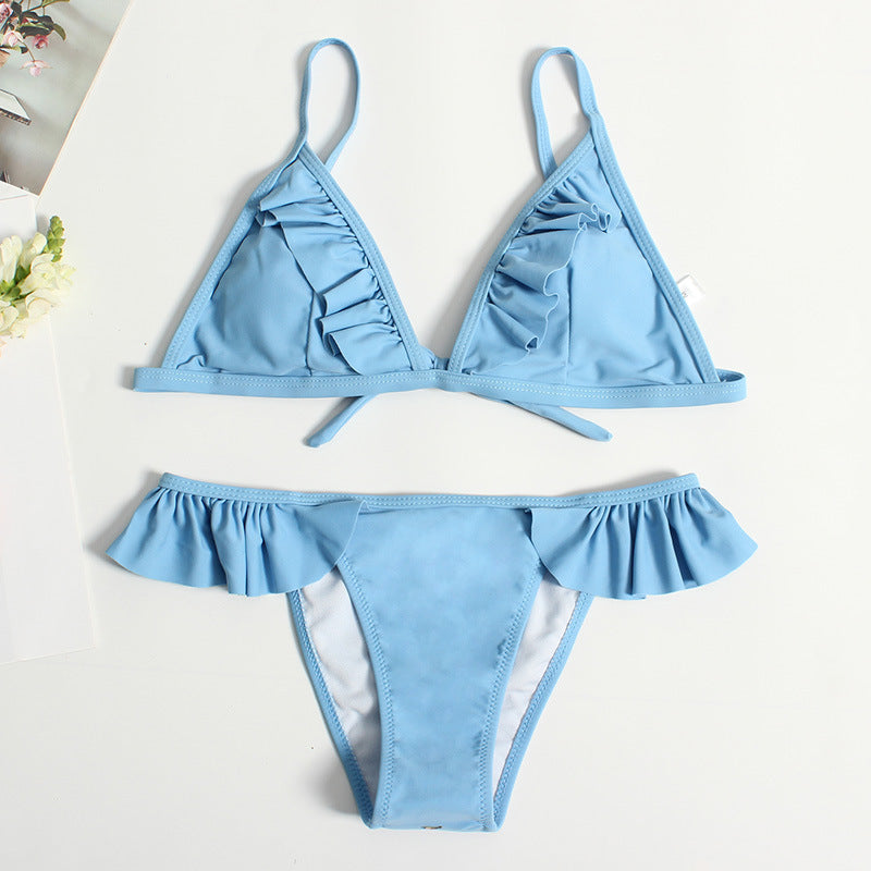 Women's bikini set with feminine ruffle details and adjustable straps Ivyshape