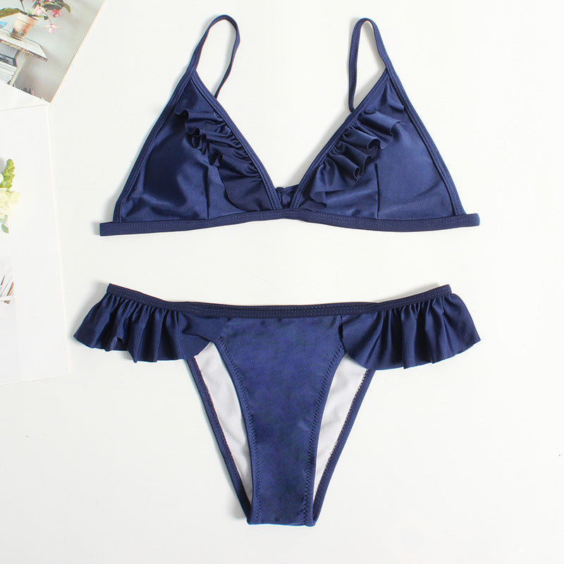 Women's bikini set with feminine ruffle details and adjustable straps Ivyshape