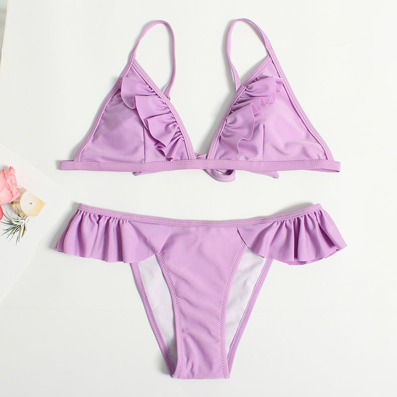 Women's bikini set with feminine ruffle details and adjustable straps Ivyshape