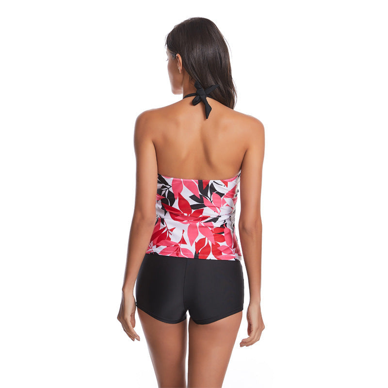 Women’s Tankini Set with Floral Design and Fashionable Knot Ivyshape