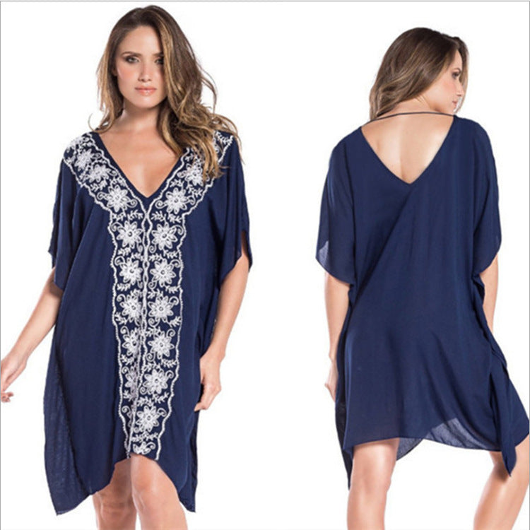 Women's beach kaftan with intricate embroidery and airy cut Ivyshape