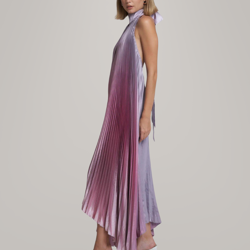 Ivyshape | Pleated Halter Neck Dress