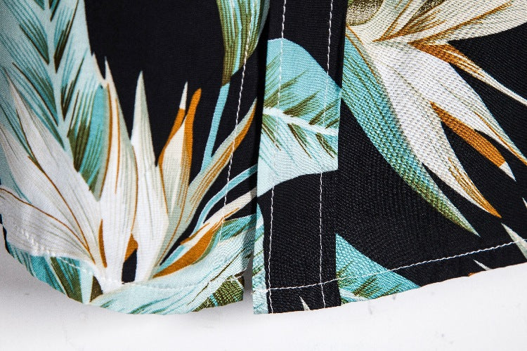 Men's Short Sleeve Shirt with Tropical Leaf Design and Relaxed Fit Ivyshape