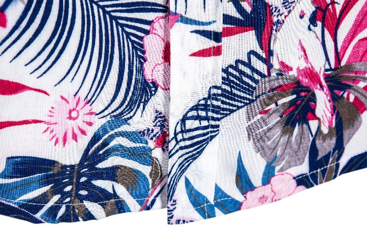 Men's short-sleeve shirt with tropical leaf print and modern cut Ivyshape