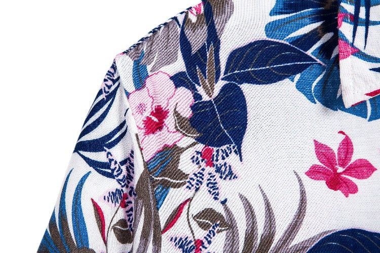 Men's short-sleeve shirt with tropical leaf print and modern cut Ivyshape