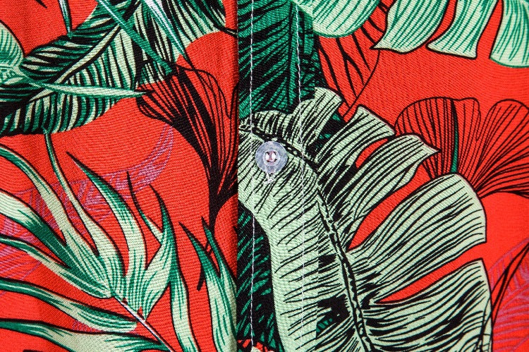 Men's short-sleeve shirt with tropical plant pattern and loose fit Ivyshape