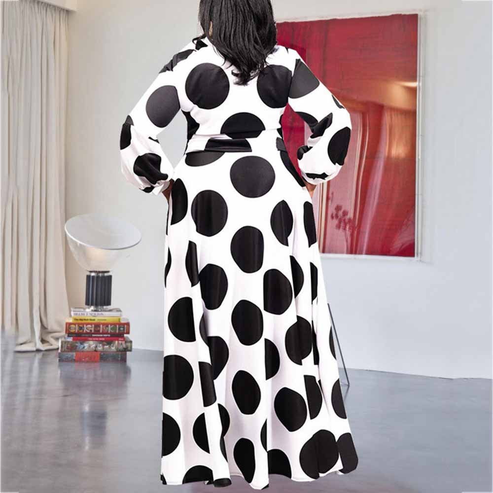 IvyShape | Printed Large Polka Dot Plus Size Dress